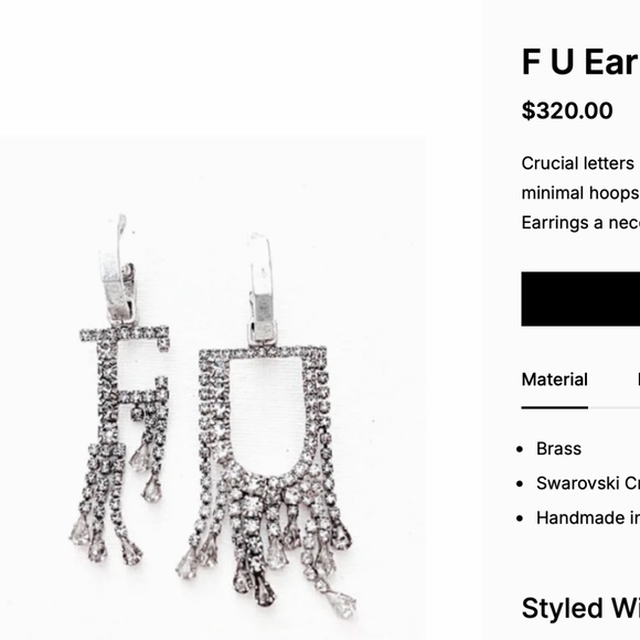 Dylan Lex F U Earrings Swarovski Crystals Original $320 - Picture 5 of 6